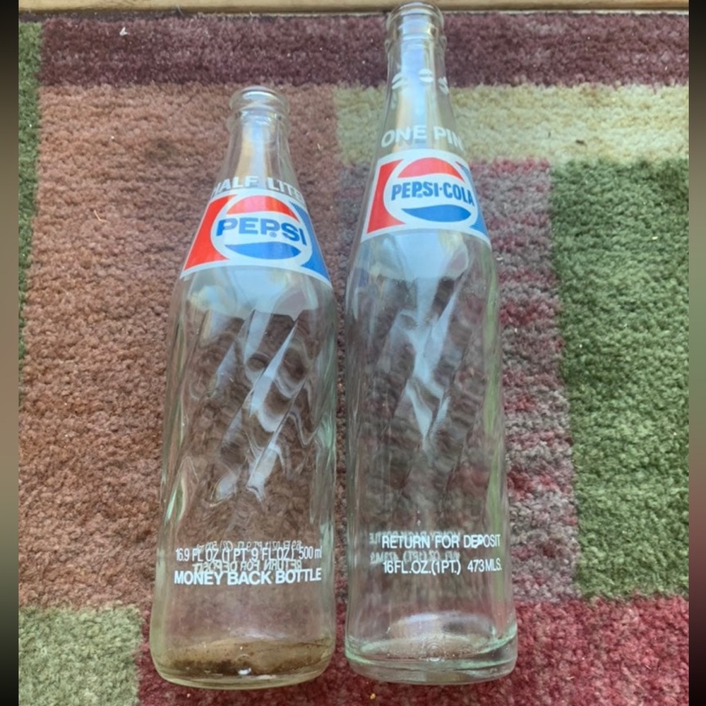 Two Vintage Pepsi-Cola Glass Bottles